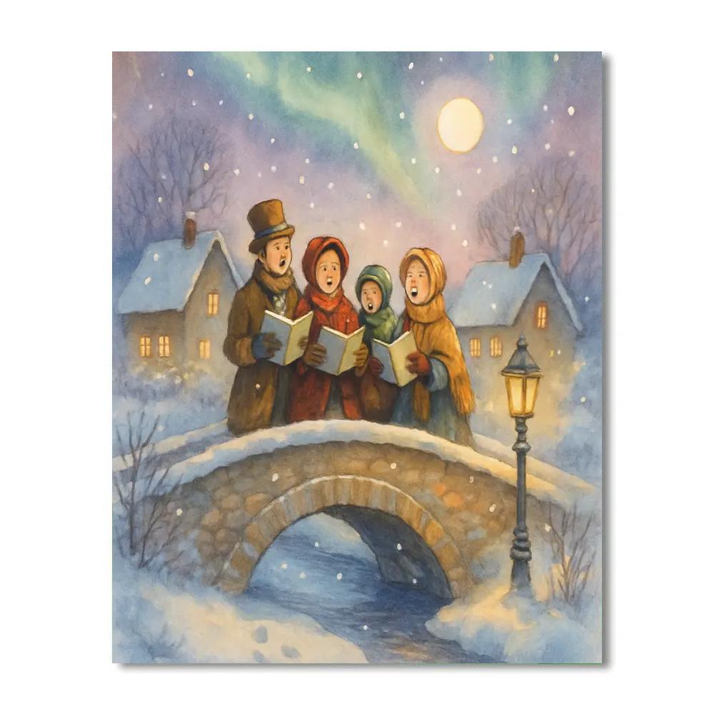 Aurora Carolers On The Frost Bridge painting number kit