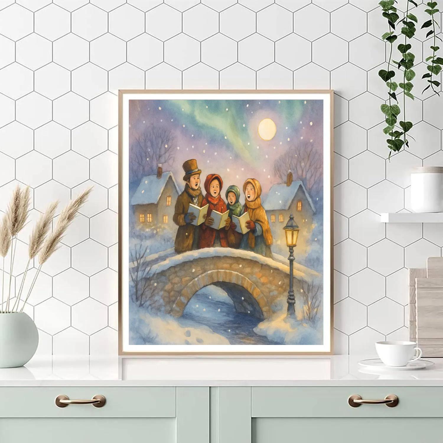 Aurora Carolers On The Frost Bridge painting number kit