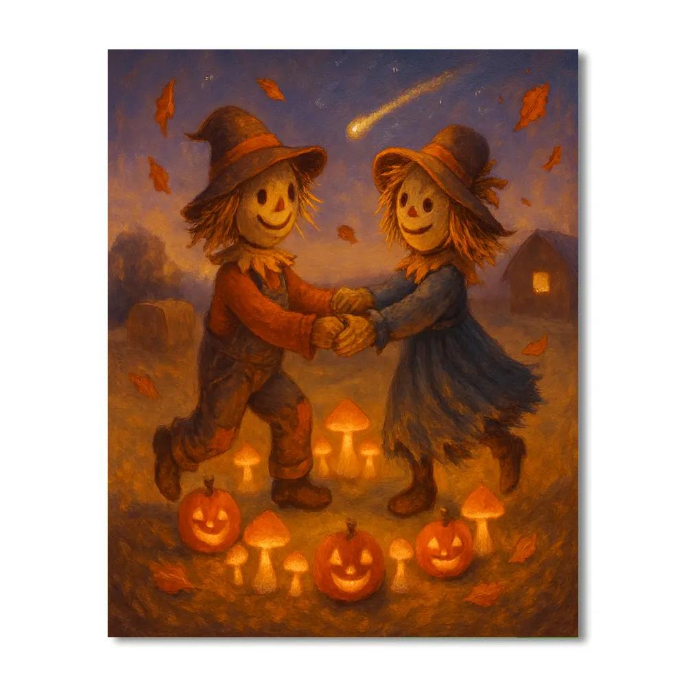 Mushroom Ring Dance Under The Harvest Comet Numbered painting kits