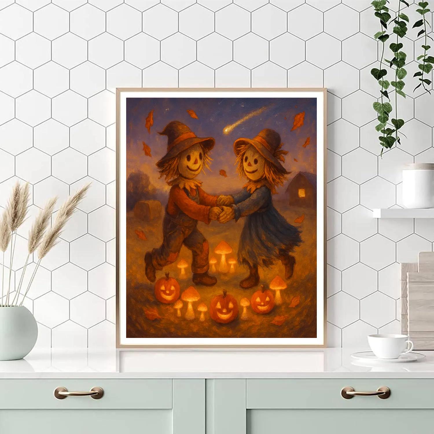 Mushroom Ring Dance Under The Harvest Comet Numbered painting kits
