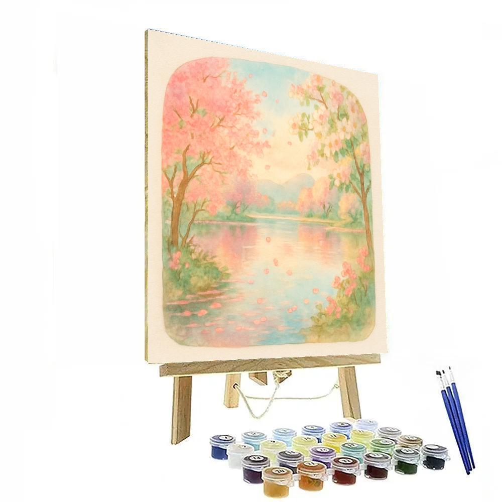 Spring Blossoms On Mirror Lake paint by color
