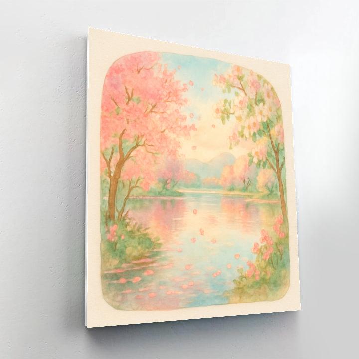 Spring Blossoms On Mirror Lake paint by color