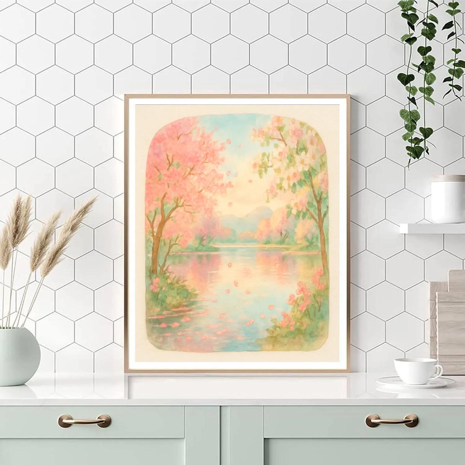 Spring Blossoms On Mirror Lake paint by color