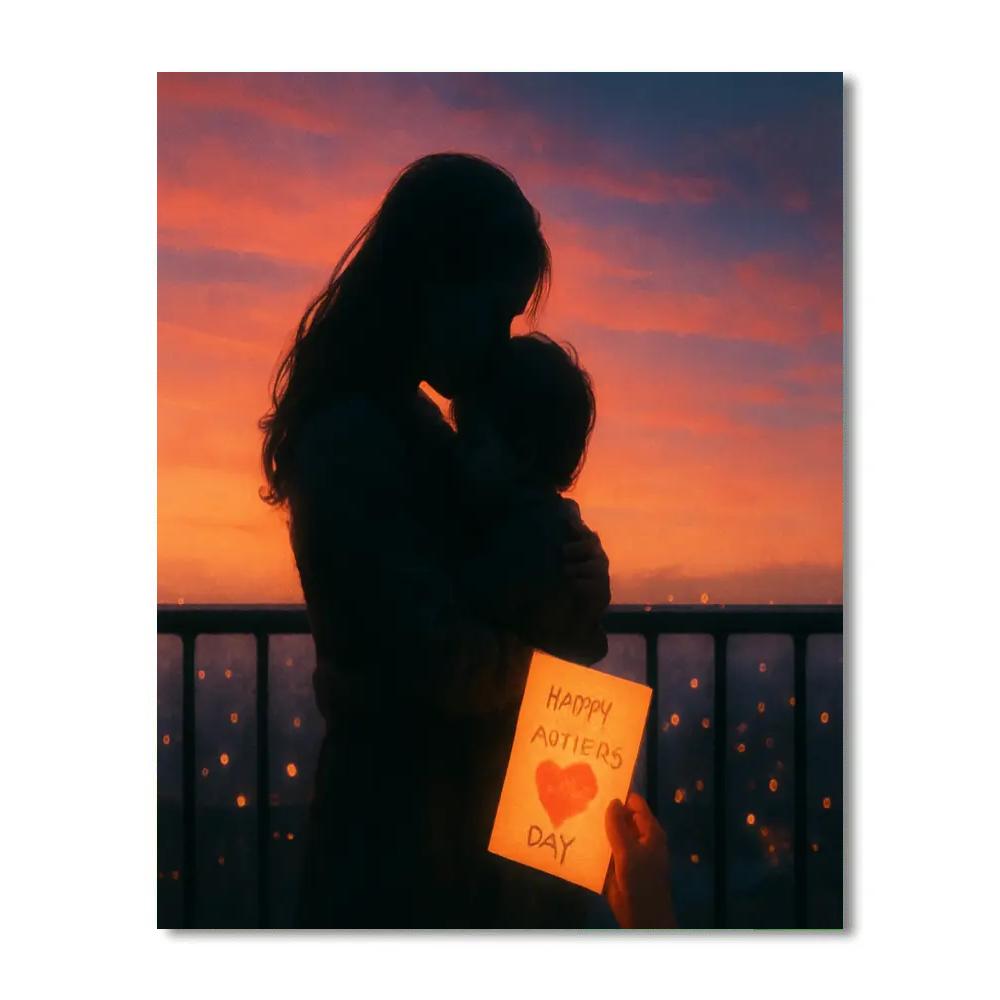 Sunset Balcony Hug With City Lights Numbered painting kits