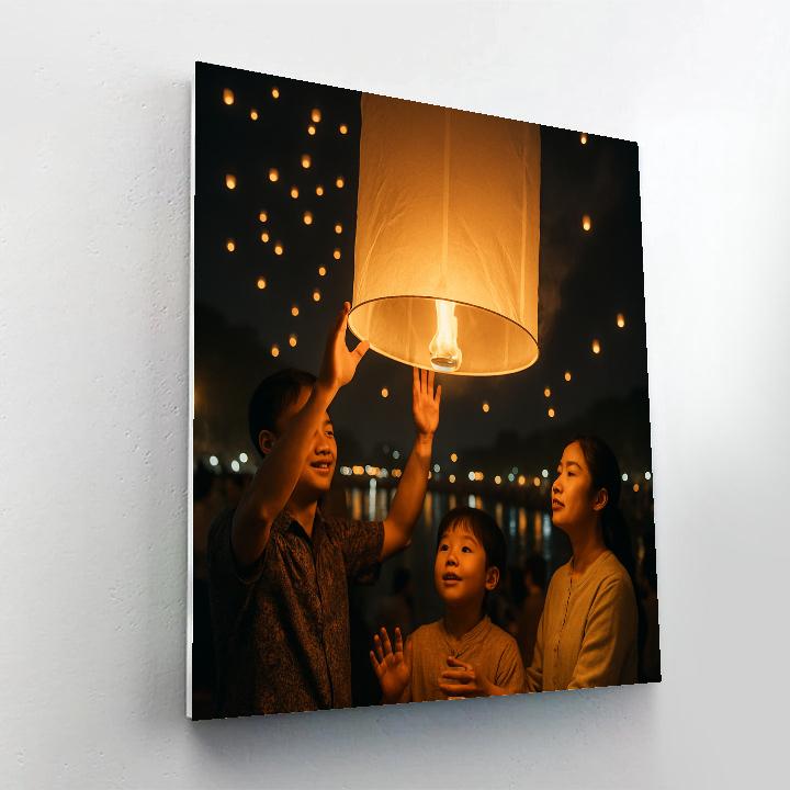 Yi Peng Lantern Release By The Ping River Paint by numbers kits