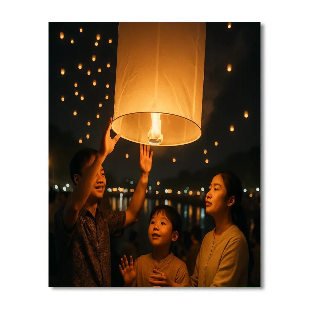 Yi Peng Lantern Release By The Ping River Paint by numbers kits