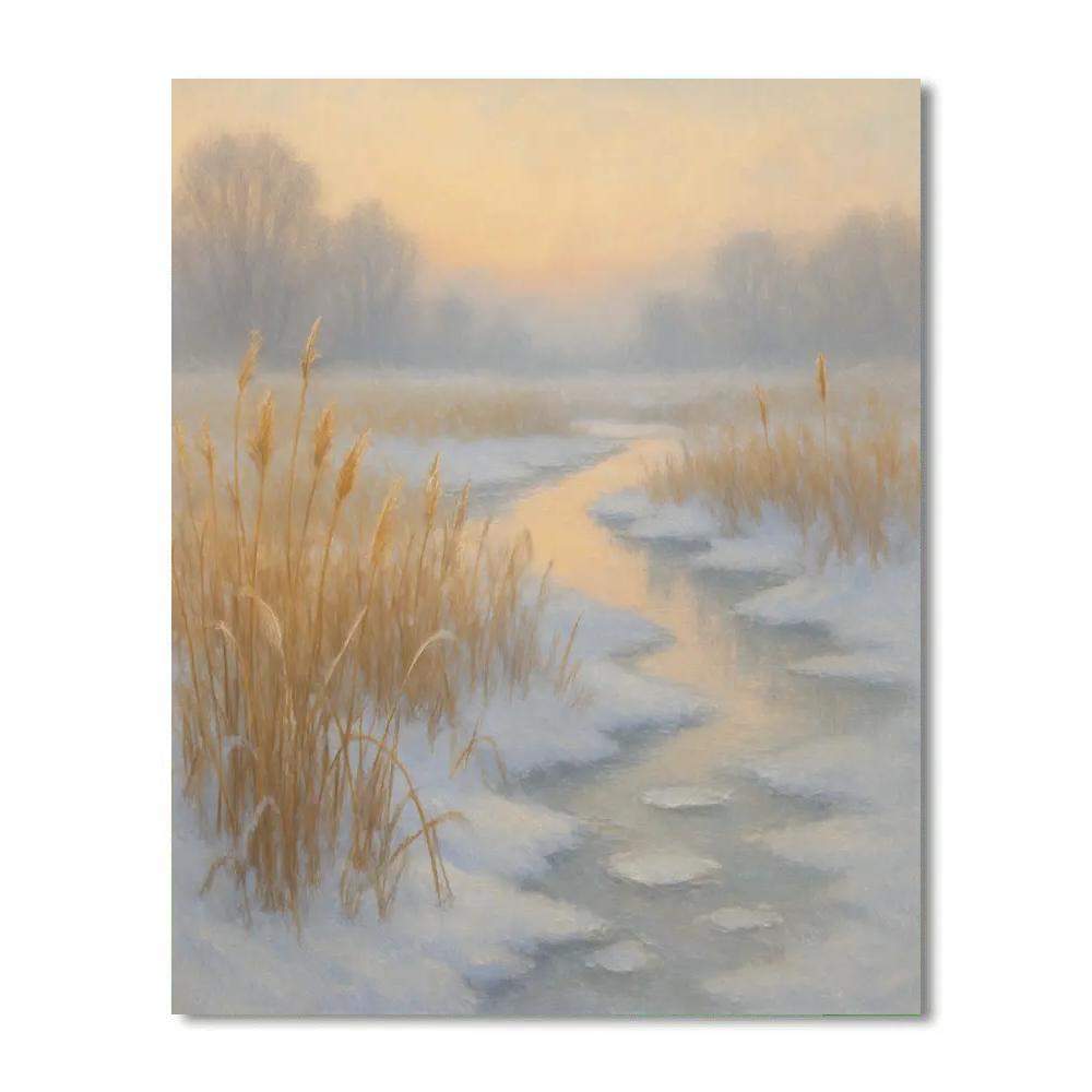 Sunrise Over The Snowy Reed Marsh Numbered painting kits
