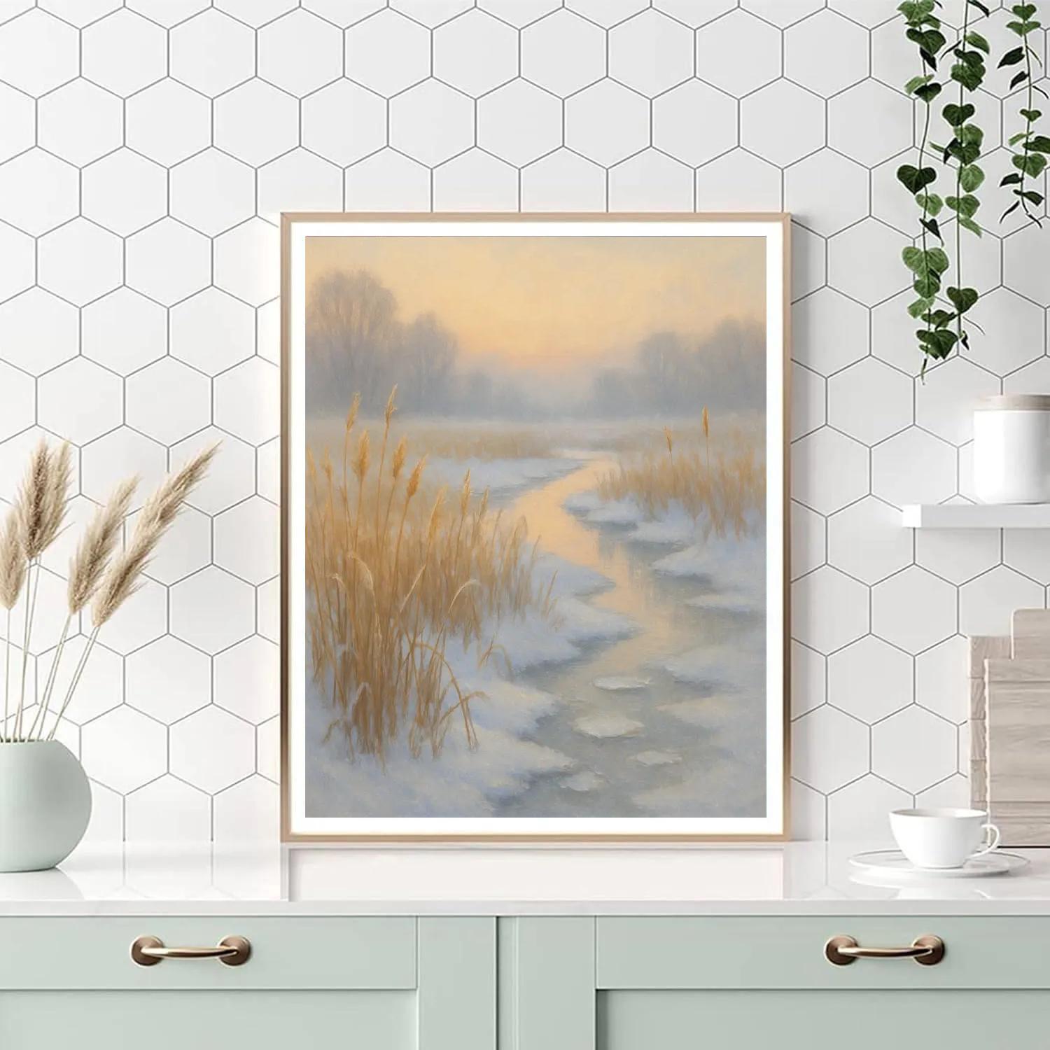 Sunrise Over The Snowy Reed Marsh Numbered painting kits