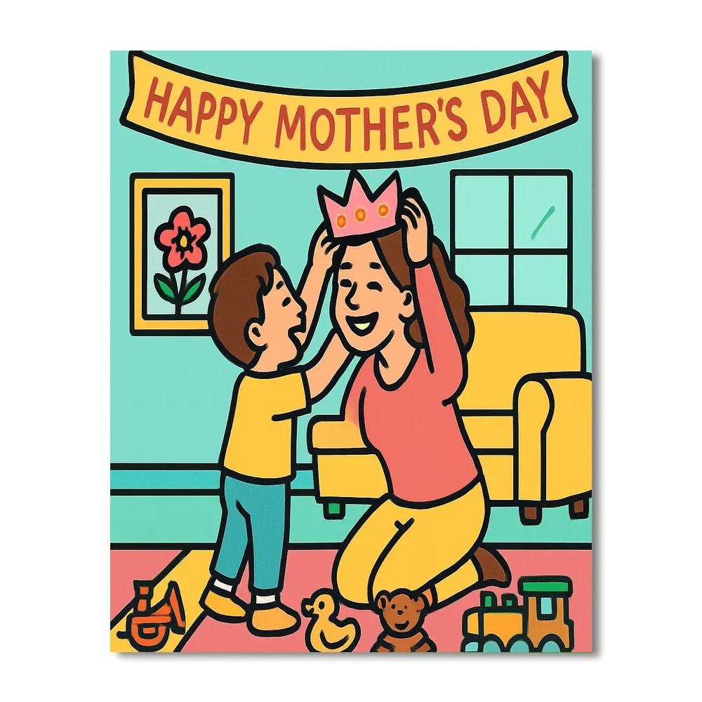 Paper Crown Mothers Day Parade At Home Paint by numbers kits