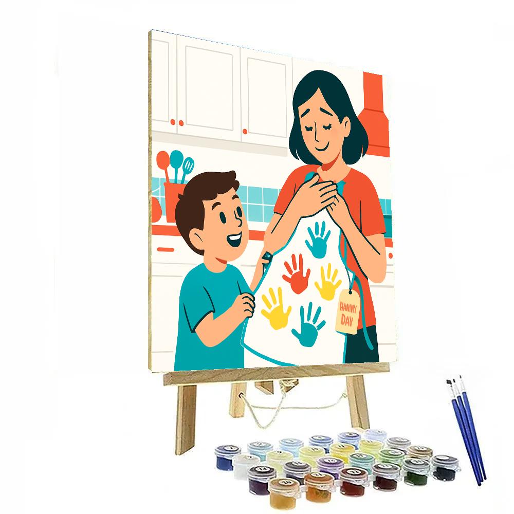 Handprint Apron Gift Reveal Paint by numbers art
