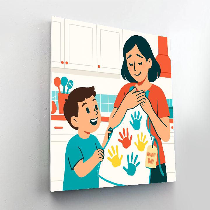 Handprint Apron Gift Reveal Paint by numbers art