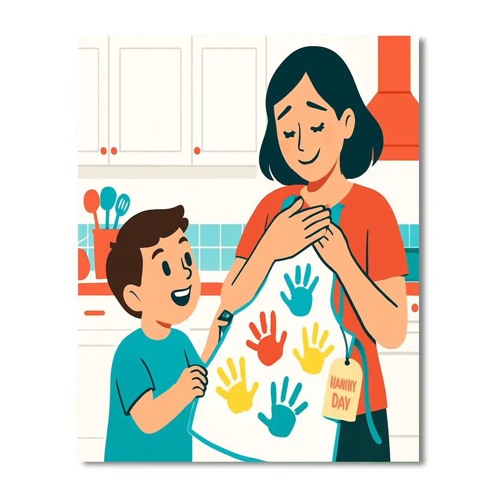 Handprint Apron Gift Reveal Paint by numbers art