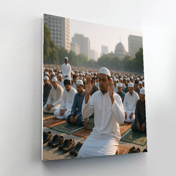 Eid Al Fitr Community Prayer In Open Square painting number kit