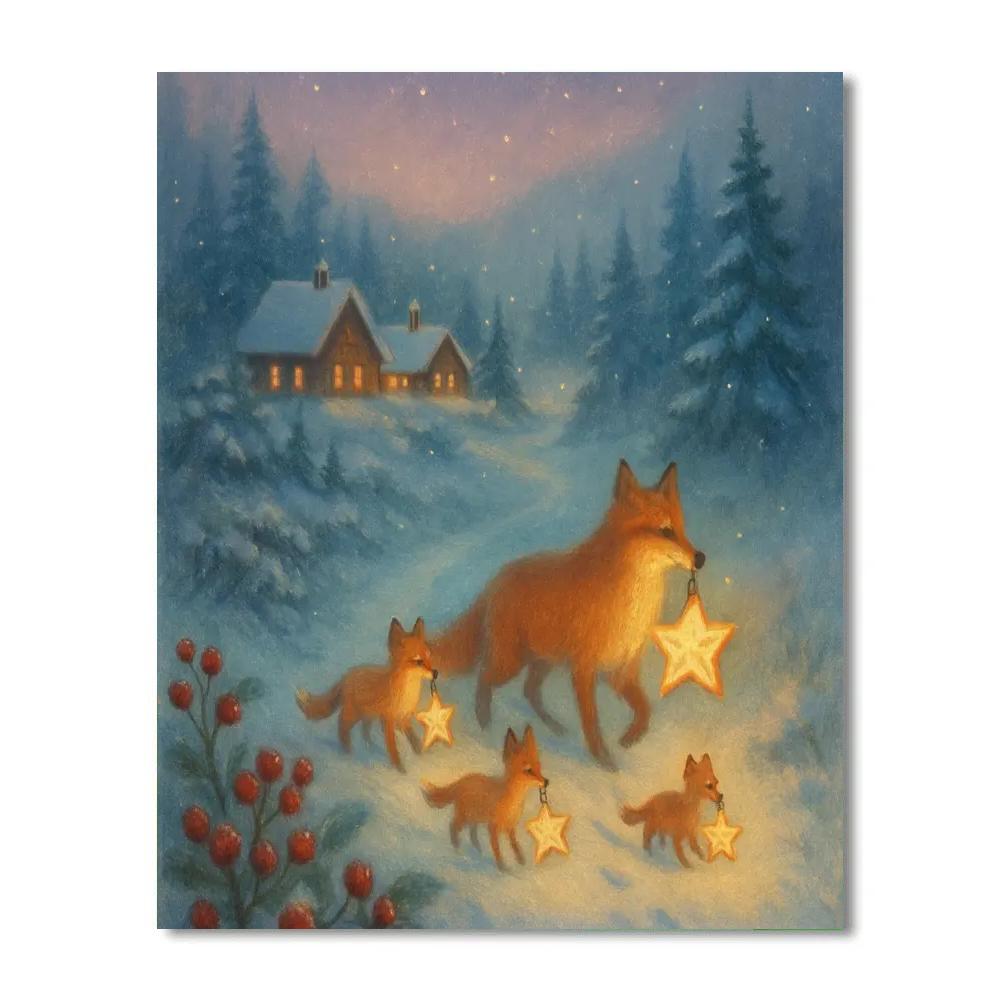 Fox Family Lantern Parade Paint by numbers kits