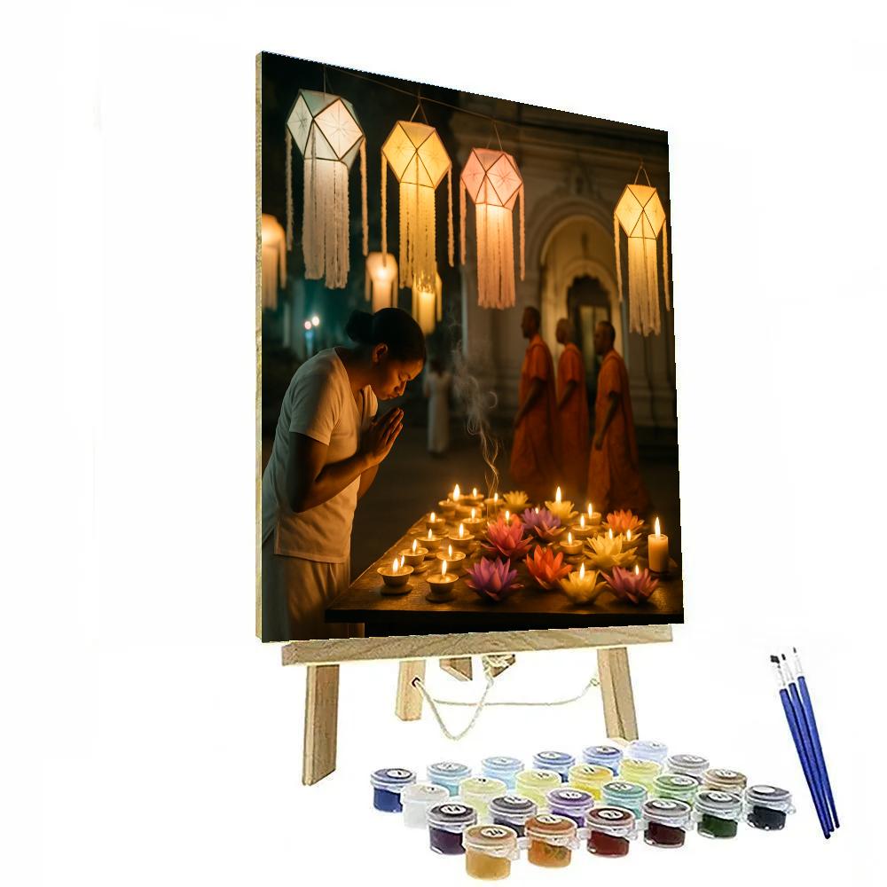 Vesak Lanterns And Offerings At A Sri Lankan Temple Numbered painting kits