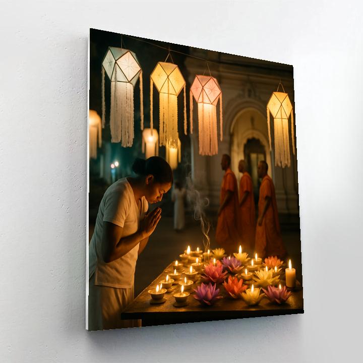 Vesak Lanterns And Offerings At A Sri Lankan Temple Numbered painting kits