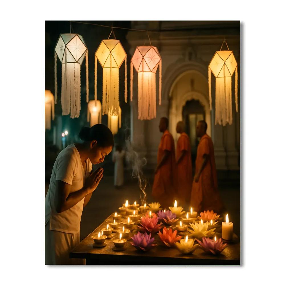 Vesak Lanterns And Offerings At A Sri Lankan Temple Numbered painting kits