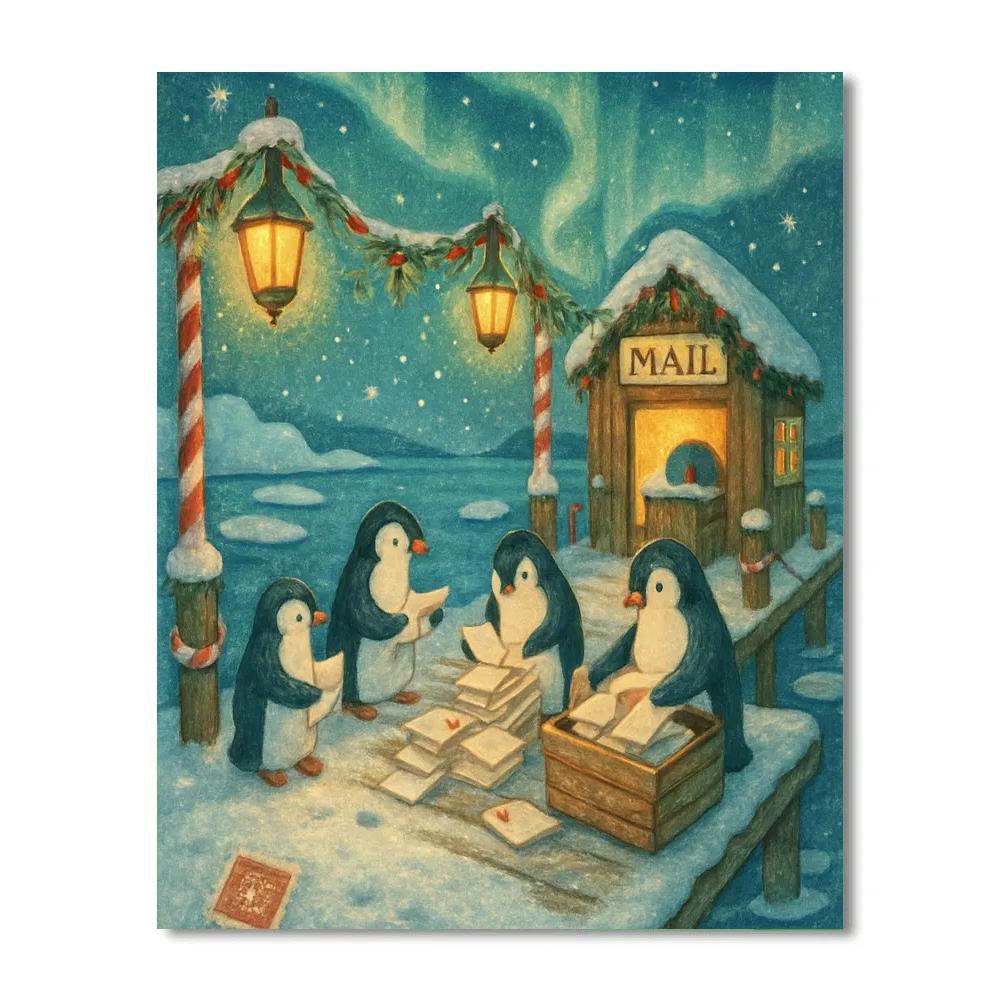 Penguin Post At The Polar Pier paint by number