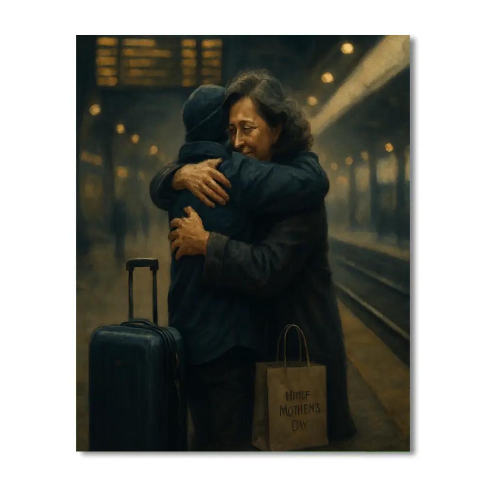 Train Station Reunion Hold paint by color