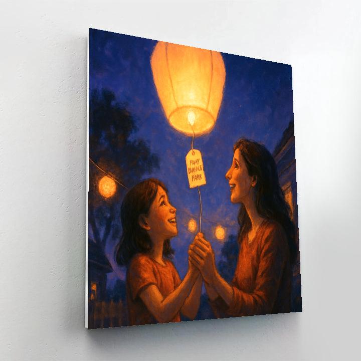 Lantern Release In Backyard Twilight paint by number