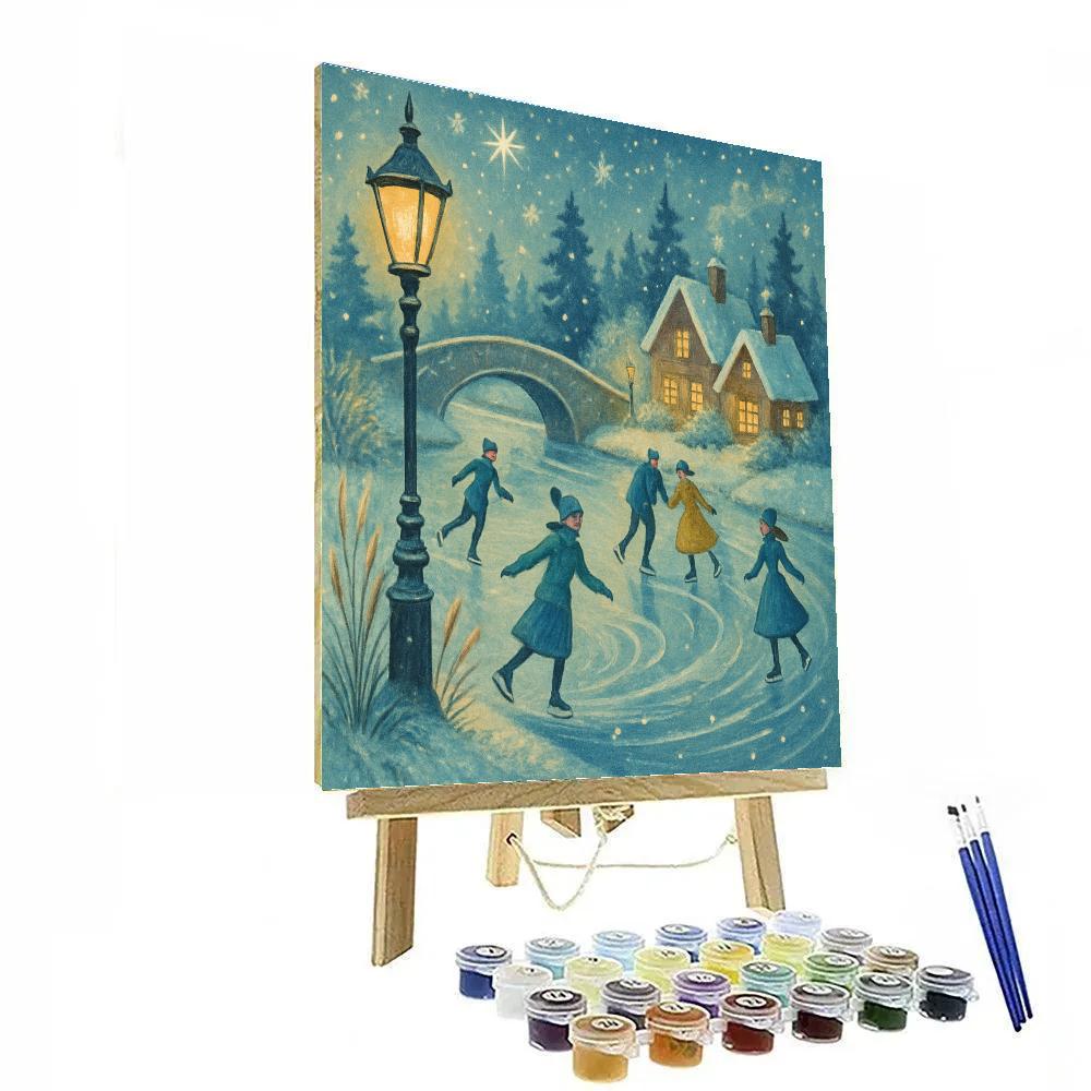 Skaters At The Riverbend Lantern Trail paint by number