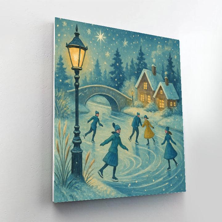 Skaters At The Riverbend Lantern Trail paint by number