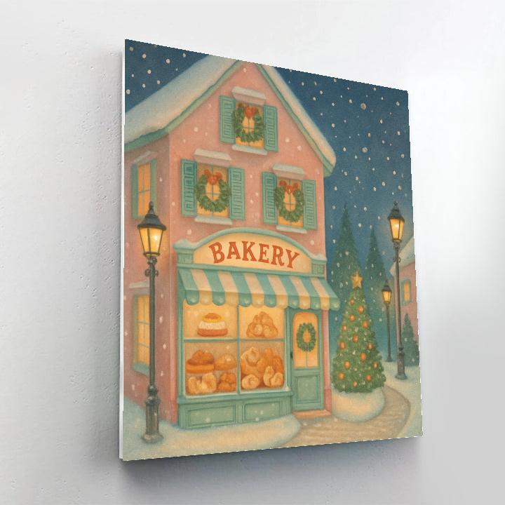 Starlit Bakery At The Snowy Fork Number painting