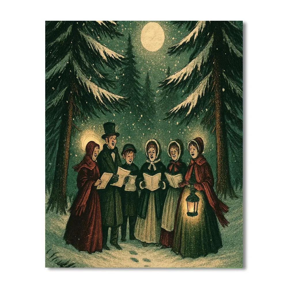 Lantern Choir In The Pine Cathedral Paint by numbers kits