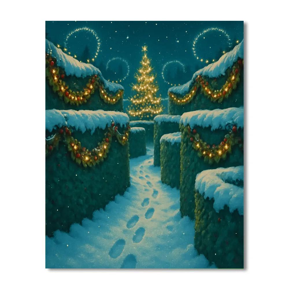 Evergreen Labyrinth With Twinkling Paths Painting by numbers kit