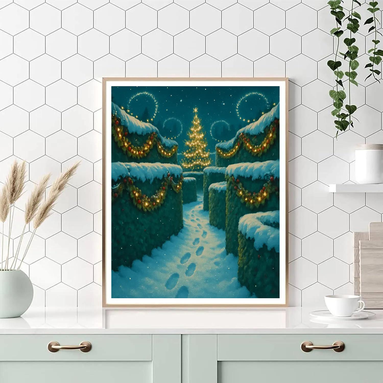 Evergreen Labyrinth With Twinkling Paths Painting by numbers kit