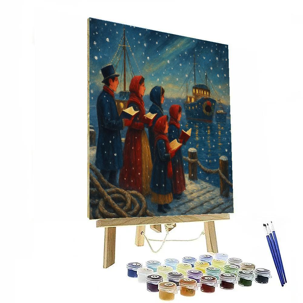 Harbor Carolers And The Winter Fleet paint by numbers