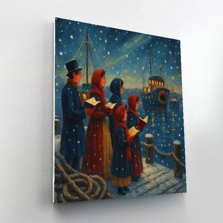 Harbor Carolers And The Winter Fleet paint by numbers