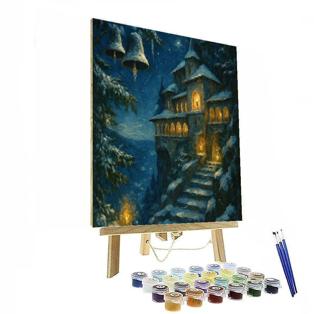 Mountain Monastery Stars And Snow Paint by numbers art