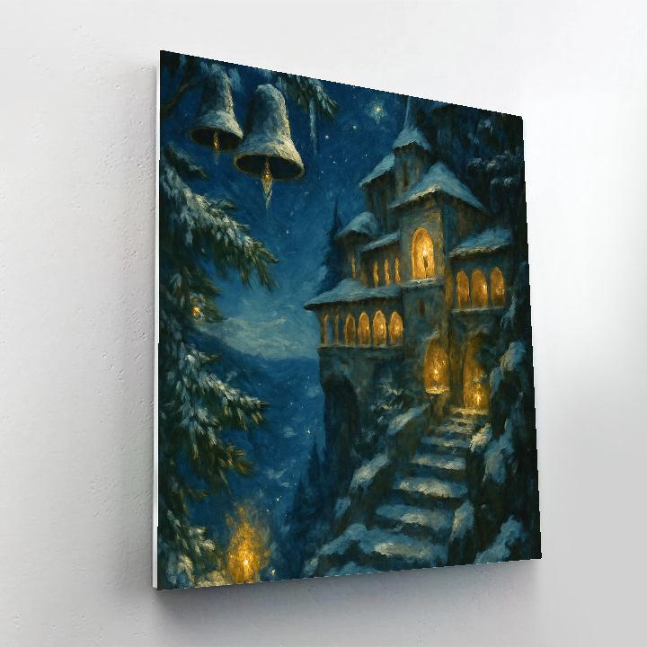 Mountain Monastery Stars And Snow Paint by numbers art