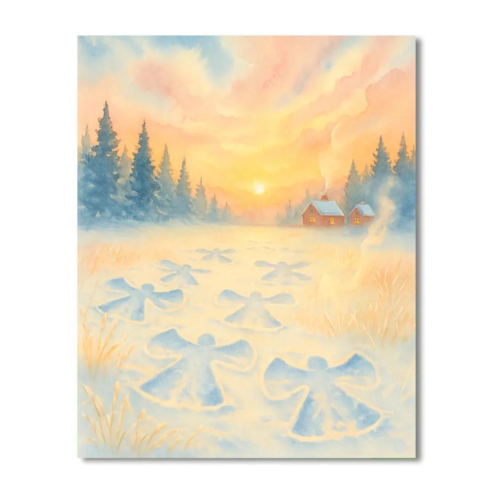 Snow Angel Meadow At Dawn paint by color