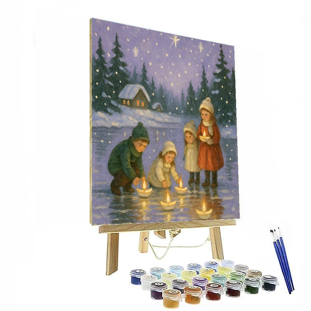 Candle Boats On The Frozen Lake Paint by numbers kits
