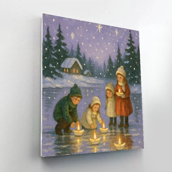 Candle Boats On The Frozen Lake Paint by numbers kits