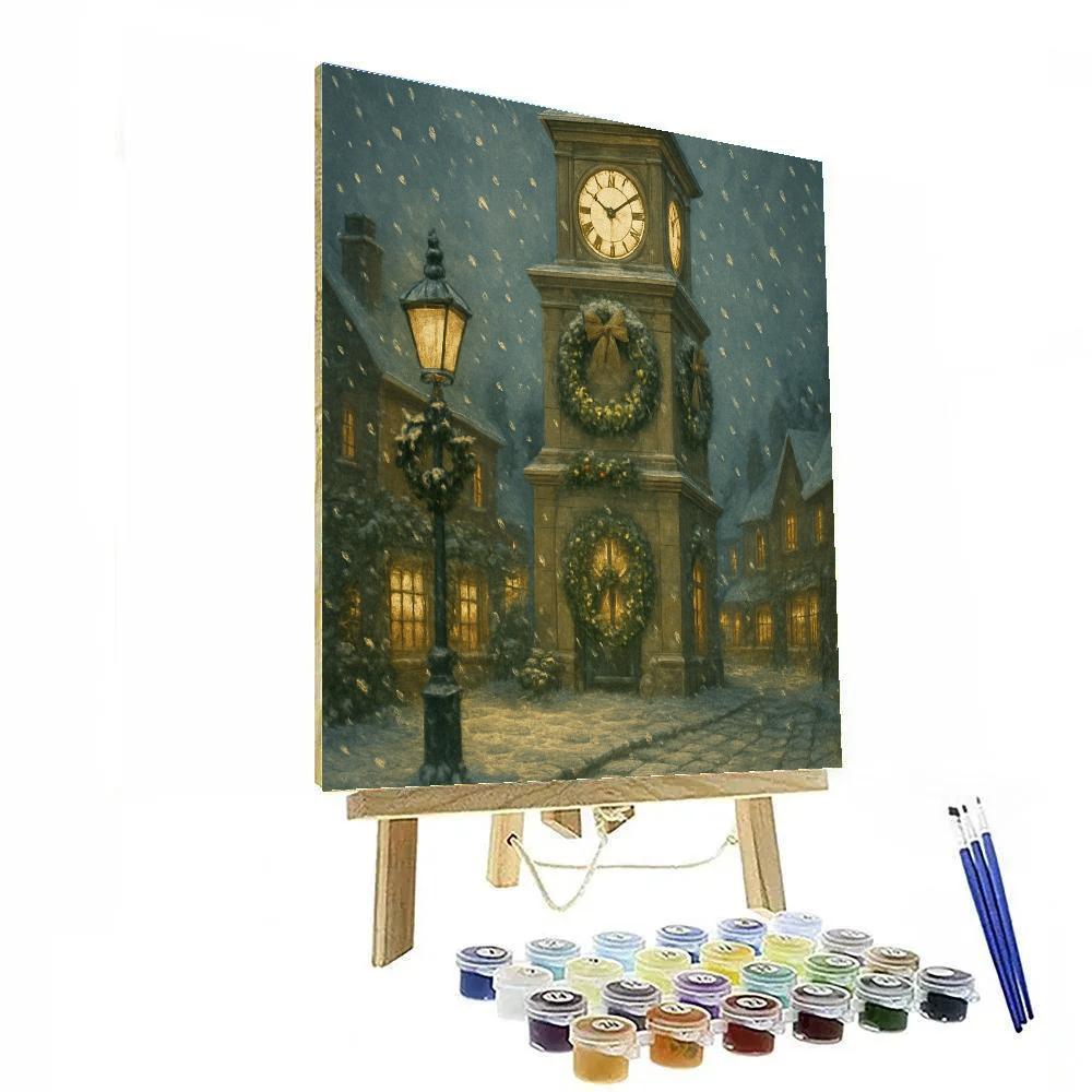 Clocktower Snow And Silvery Chimes painting number kit