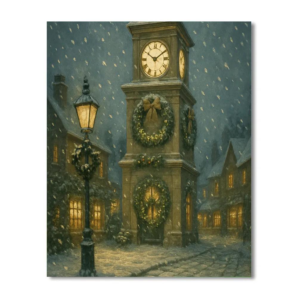 Clocktower Snow And Silvery Chimes painting number kit