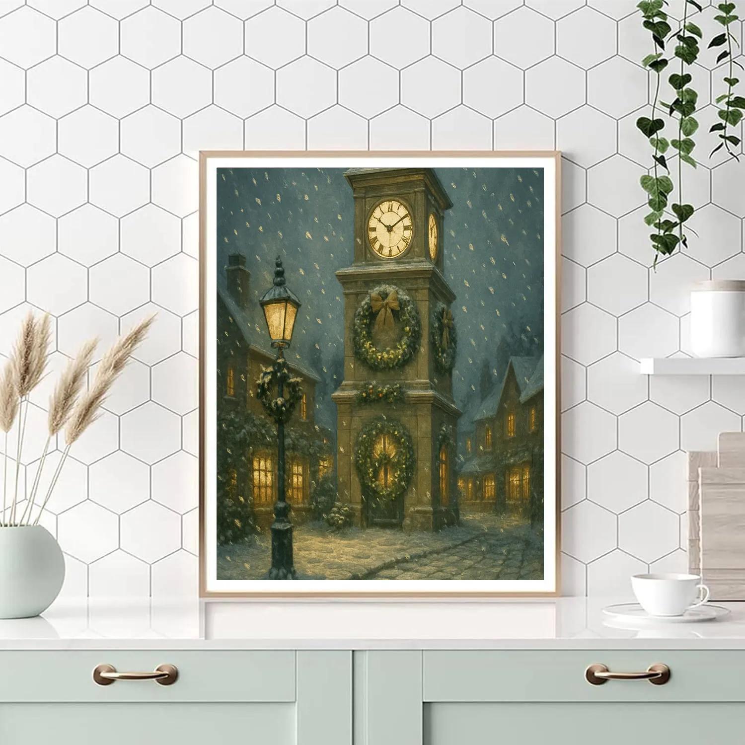 Clocktower Snow And Silvery Chimes painting number kit