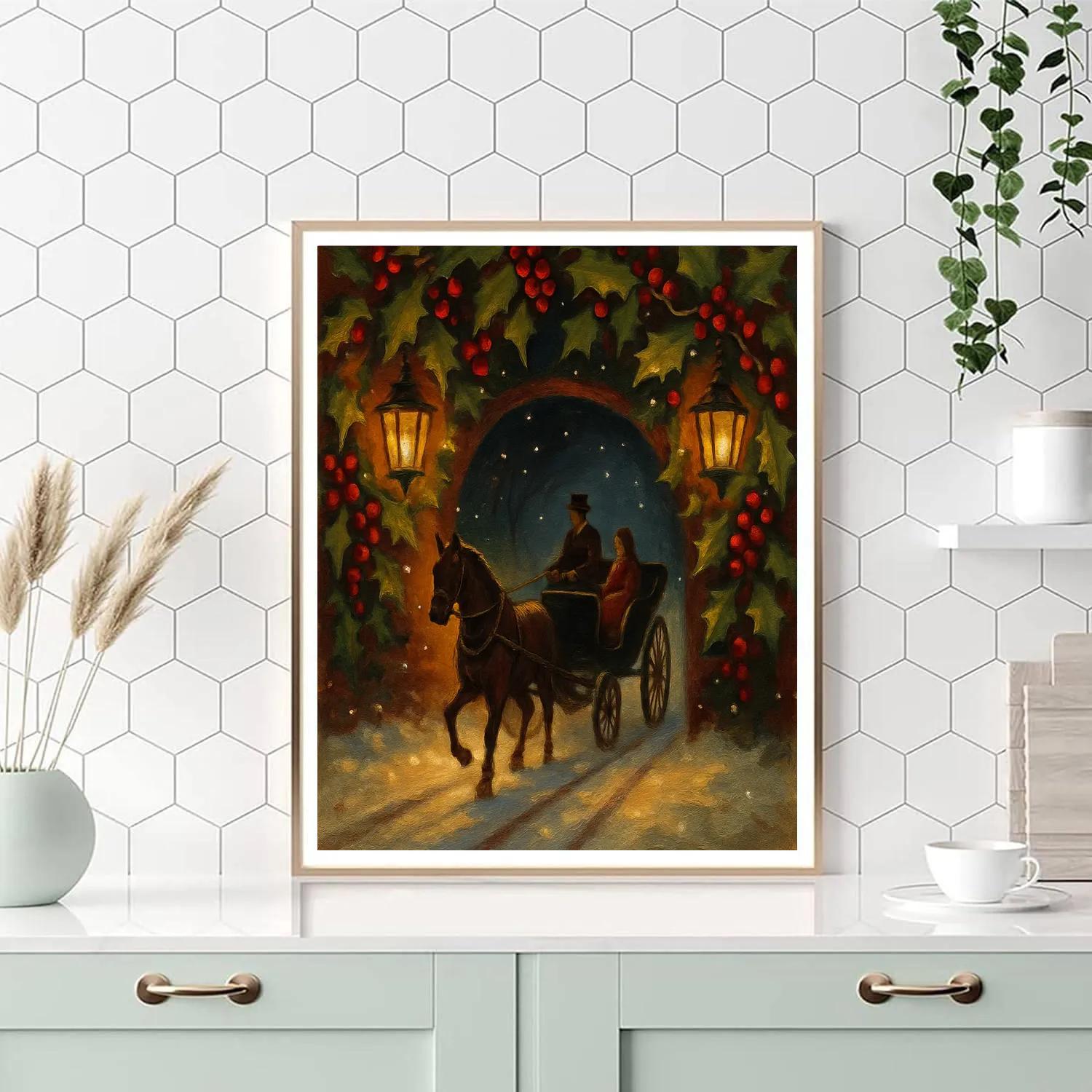 Carriage Through The Holly Tunnel Number painting