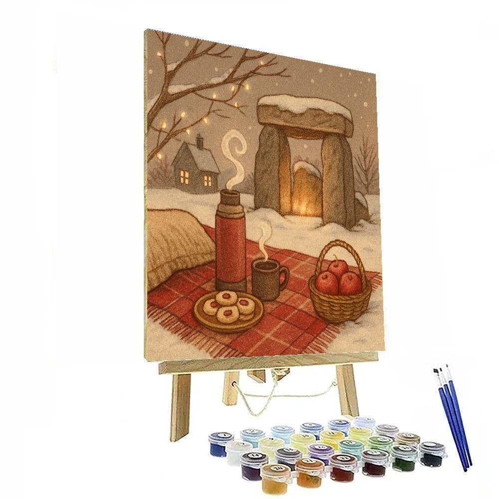 Winter Picnic By The Hearth Stones painting number kit