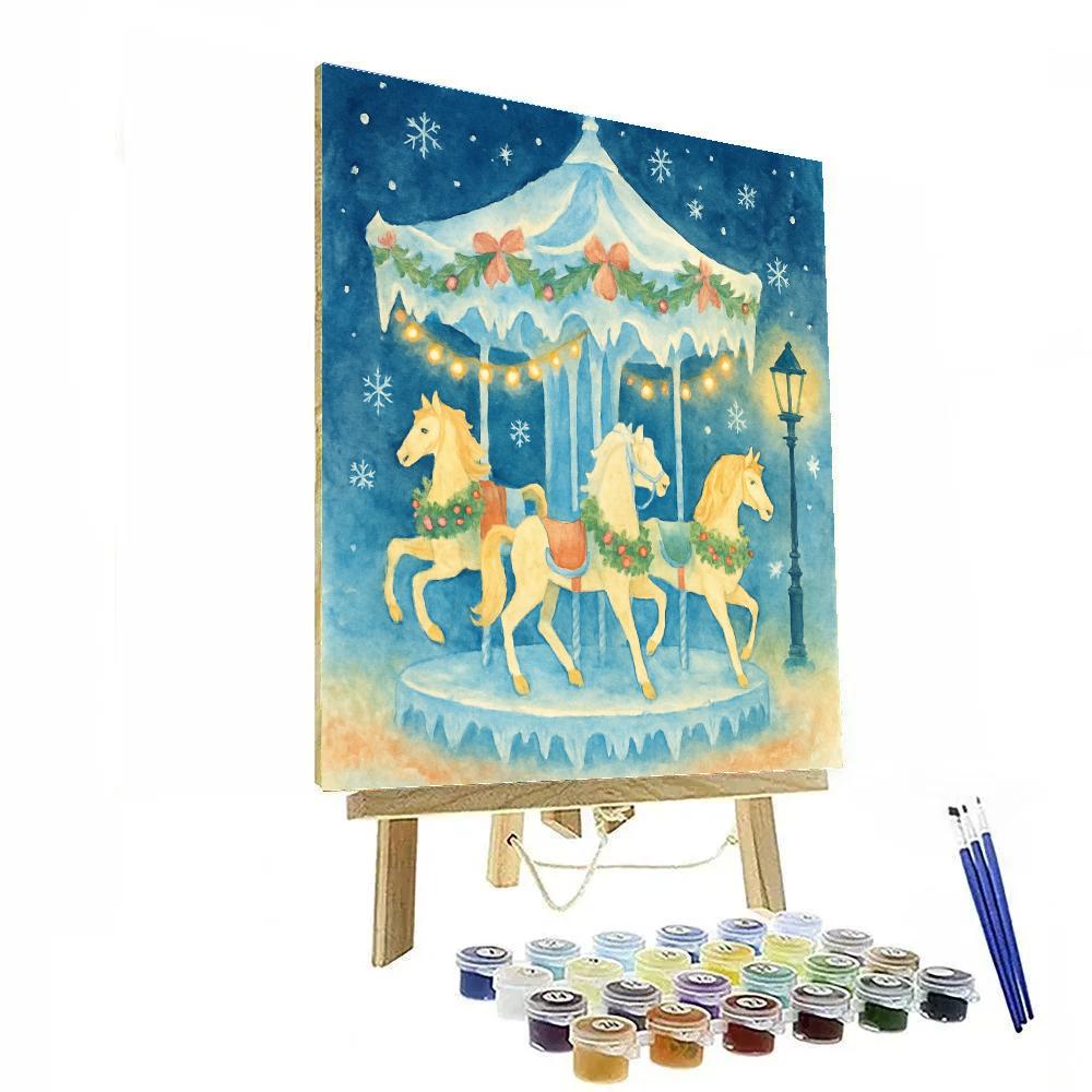 Icicle Carousel In The Town Green Paint by numbers art