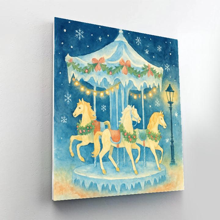 Icicle Carousel In The Town Green Paint by numbers art