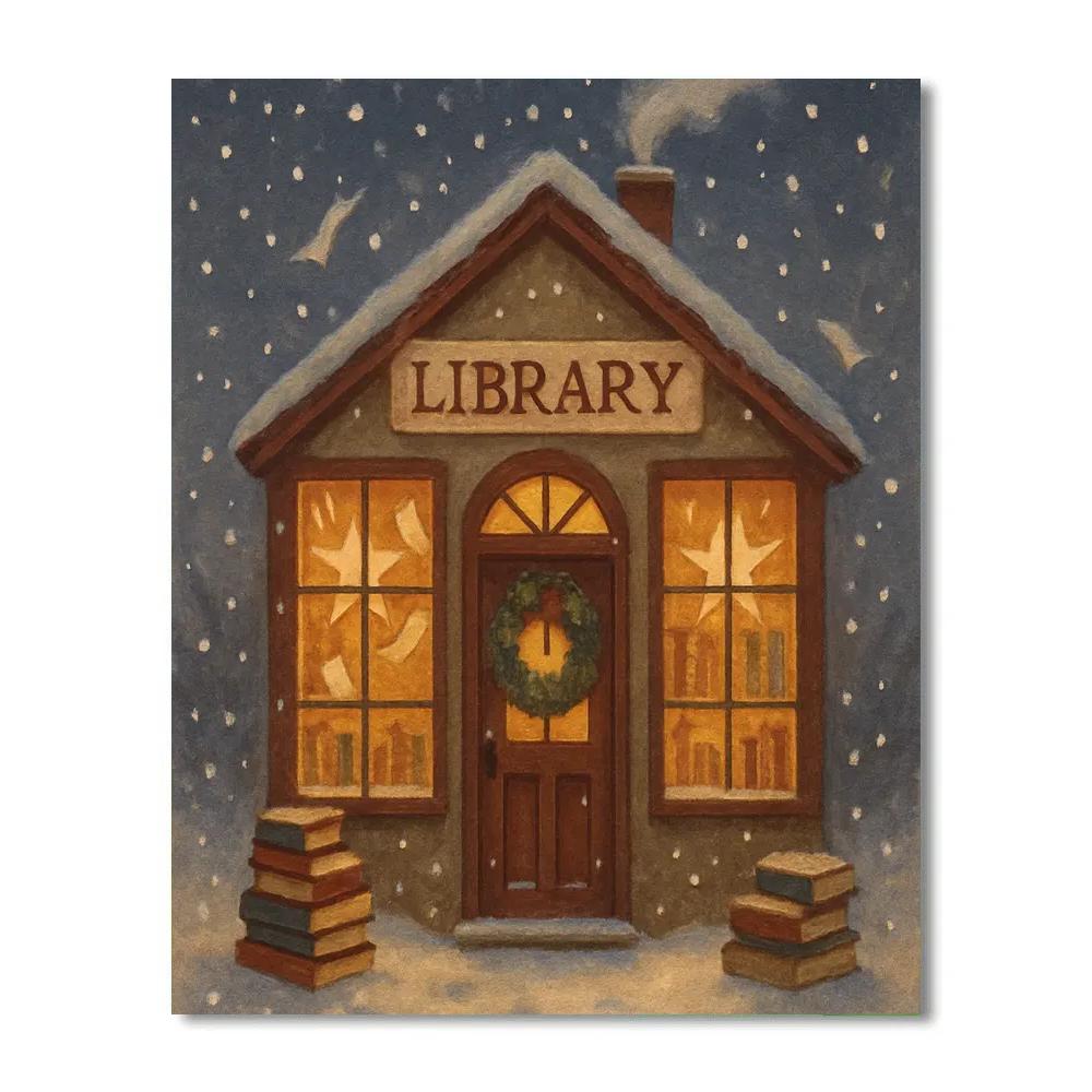 Snowy Library Of Winter Tales Paint by numbers art