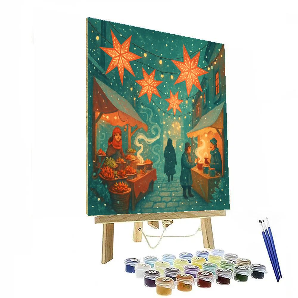 Winter Market Star Lantern Alley painting number kit