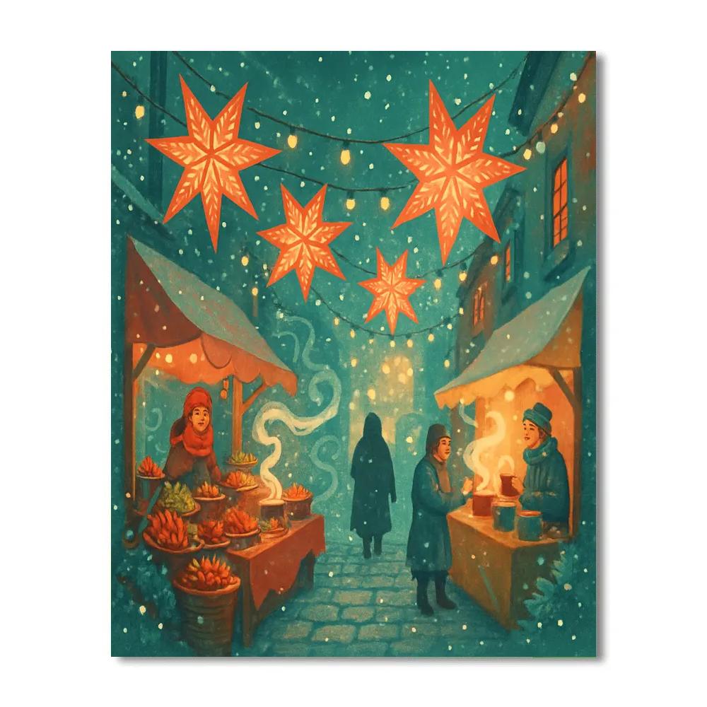 Winter Market Star Lantern Alley painting number kit