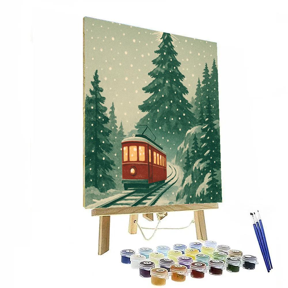 Alpine Tram To The Star Tree Numbered painting kits