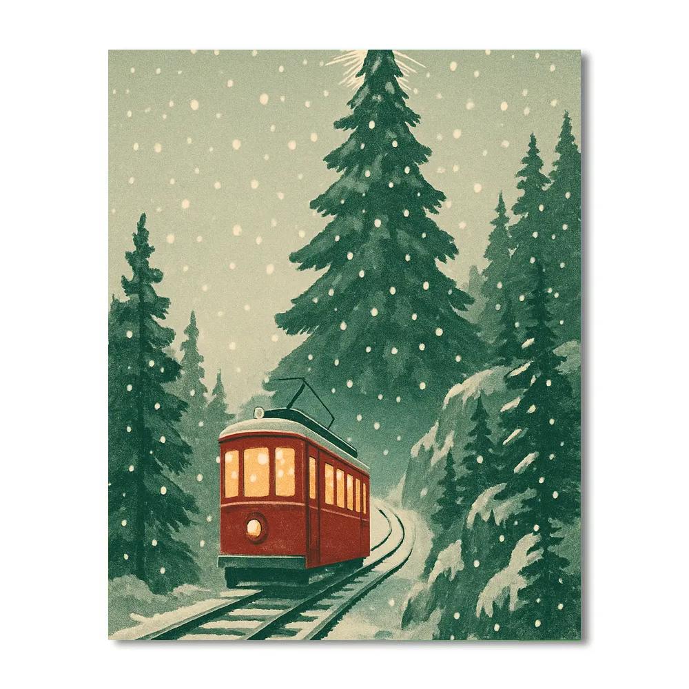 Alpine Tram To The Star Tree Numbered painting kits
