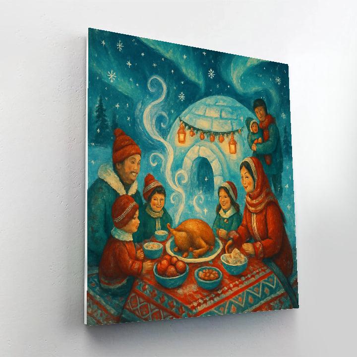 Igloo Feast Under Polar Lanterns Number painting